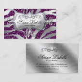 Sparkle Jewelry Visitekaartje Zebra Silver Paars (Voorkant / Achterkant)