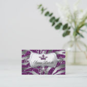 Sparkle Jewelry Zebra Crown Paars Glitter Visitekaartje (Staand voorkant)
