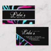 Sparkle Jewelry Zebra Nail Salon Blue Roze Visitekaartje (Voorkant / Achterkant)