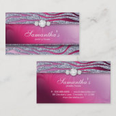 Sparkle Jewelry Zebra Plum Pink Glitter Visitekaartje (Voorkant / Achterkant)