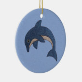 Sparkle Jumping Dolphin Dark Blue White Swirl Eye Keramisch Ornament (Rechts)