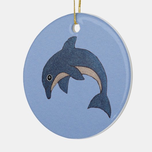 Sparkle Jumping Dolphin Dark Blue White Swirl Eye Keramisch Ornament (Links)