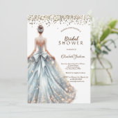 Sparkle jurk meisje rustieke hout uitnodiging (Staand voorkant)