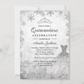 Sparkle Jurk Sneeuwvlokken Winter Quinceanera Kaart (Voorkant)