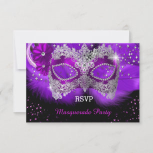 Sparkle Kantmasker Paars Maskerade RSVP Kaartje