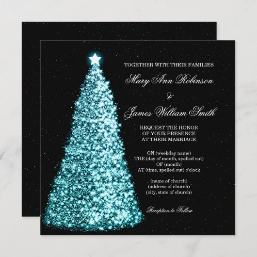 Sparkle Kerstbruiloft Turquoise Kaart (Voorkant / Achterkant)