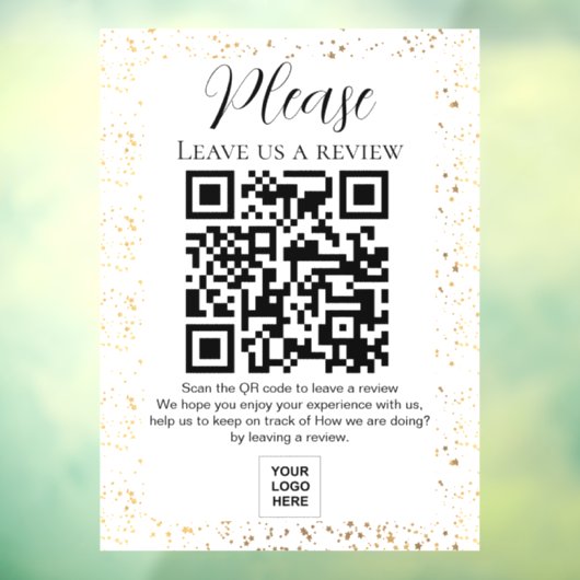 Sparkle laat ons een review QR-code Raamsticker (Vel 3)