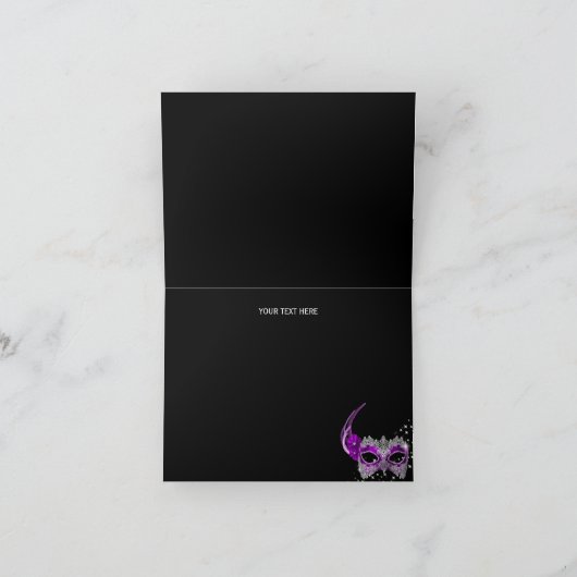 Sparkle Lace Mask Paarse Masquerade Dank u kaart (Binnen)