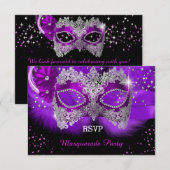 Sparkle Lace Mask Paarse Masquerade RSVP (Voorkant / Achterkant)