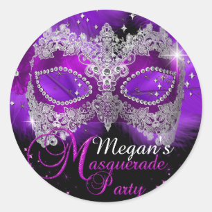 Sparkle Lace Mask Paarse Masquerade Sticker