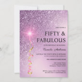 Sparkle lavendel gradient glitter 50ste verjaardag kaart (Voorkant)