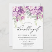 Sparkle Lavender Paars & Silver Floral Wedding Kaart (Voorkant)