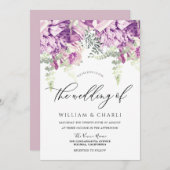 Sparkle Lavender Paars & Silver Floral Wedding Kaart (Voorkant / Achterkant)