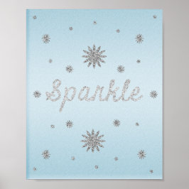 Sparkle Light Blue met Silver Glitter-Poster Poster