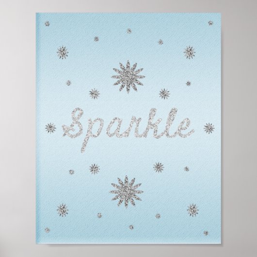 Sparkle Light Blue met Silver Glitter-Poster Poster (Voorkant)