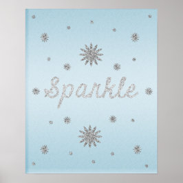 Sparkle Light Blue met Silver Glitter-Poster Poster