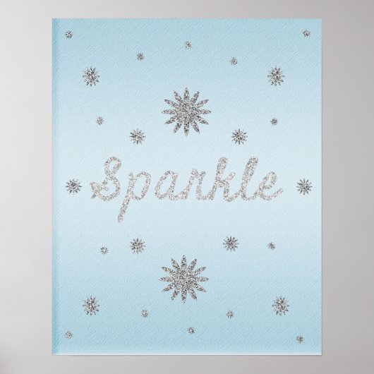 Sparkle Light Blue met Silver Glitter-Poster Poster (Voorkant)