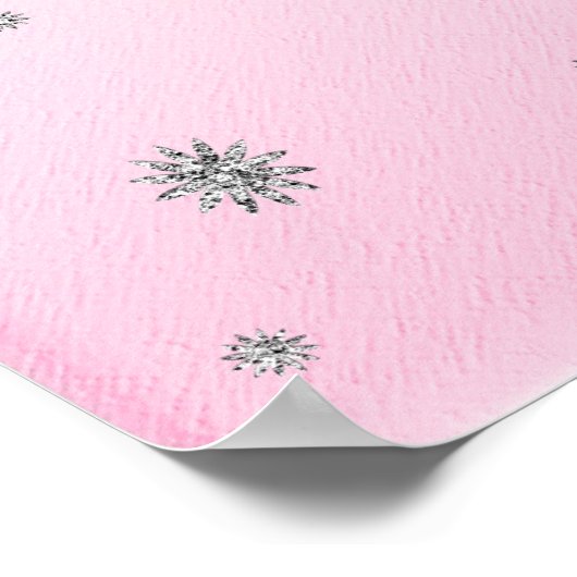 Sparkle Light Roze met zilver glitter-Poster Poster (Hoek)