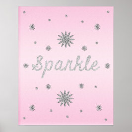 Sparkle Light Roze met zilver glitter-Poster Poster