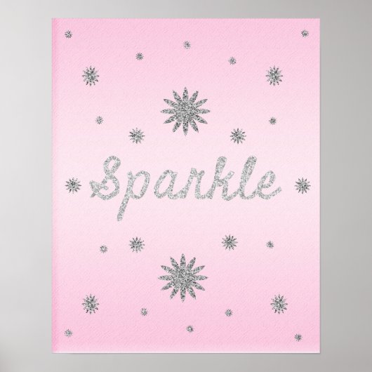 Sparkle Light Roze met zilver glitter-Poster Poster (Voorkant)