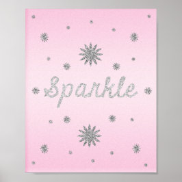 Sparkle Light Roze met zilver glitter-Poster Poster