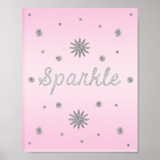 Sparkle Light Roze met zilver glitter-Poster Poster (Voorkant)