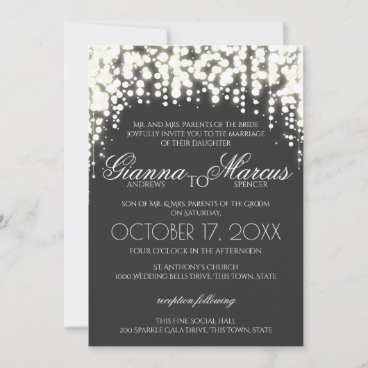 Sparkle Lights Gala Wedding Kaart (Voorkant)