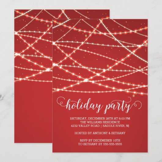 Sparkle Lights Holiday Invitation Kaart (Voorkant / Achterkant)