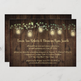 Sparkle Lights Mason Jar Ivy Reception only Kaart