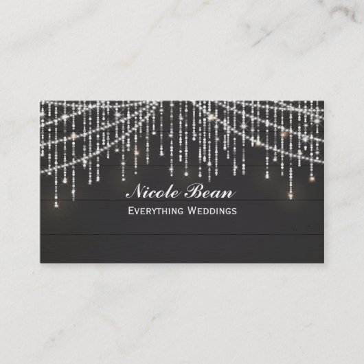 Sparkle Lights Rustic Hout Glam Chic Visitekaartje (Voorkant)