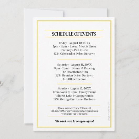 Sparkle Lights School Colours Class Reünie Kaart (Achterkant)