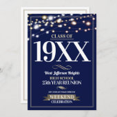 Sparkle Lights School Colours Class Reünie Kaart (Voorkant / Achterkant)