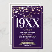 Sparkle Lights School Colours Class Reünie Kaart (Voorkant / Achterkant)