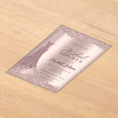 Sparkle Lijst Roos Gold Dress Vrijgezellenfeest Acryl Uitnodigingen (Laagn)