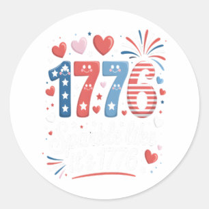 Sparkle Like It's 1776 - Vuurwerk van 4 juli Ronde Sticker