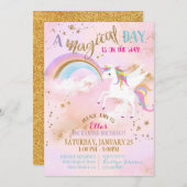 Sparkle Magical Unicorn Pegasus Birthday Kaart (Voorkant / Achterkant)