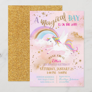 Sparkle Magical Unicorn Pegasus Birthday Kaart