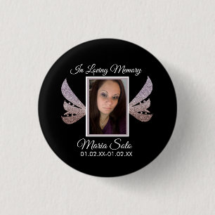 Sparkle Memorial Funeral Begrafenis Vleugel Ronde Button 3,2 Cm