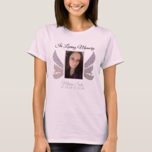 Sparkle Memorial Funeral Burial Glitter Wing Pink T-shirt