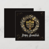 Sparkle Menorah Hanukkah Kaart (Voorkant / Achterkant)