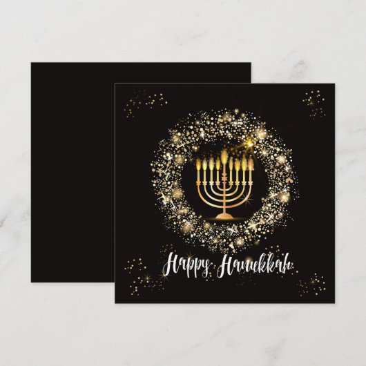 Sparkle Menorah Hanukkah Kaart (Voorkant / Achterkant)