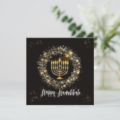 Sparkle Menorah Hanukkah Kaart (Staand voorkant)