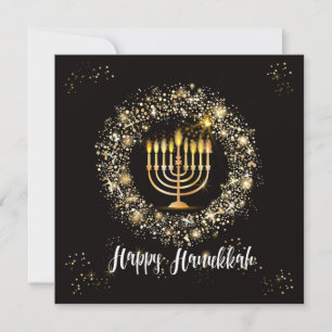 Sparkle Menorah Hanukkah Kaart