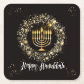 Sparkle Menorah Hanukkah Kartonnen Onderzetters (Voorkant)