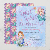 Sparkle Mermaid Bash Birthday Invitation Kaart (Voorkant / Achterkant)