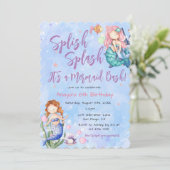 Sparkle Mermaid Bash Birthday Invitation Kaart (Staand voorkant)