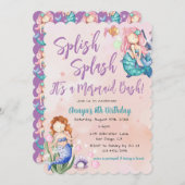 Sparkle Mermaid Bash Birthday Kaart (Voorkant / Achterkant)