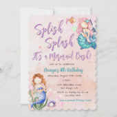 Sparkle Mermaid Bash Birthday Kaart (Voorkant)