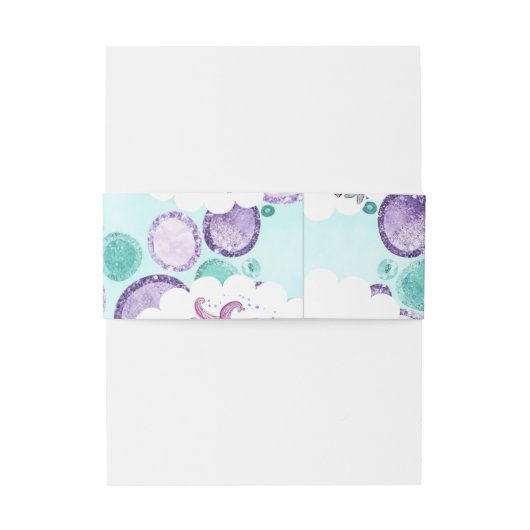 Sparkle Mermaid & Seahorse with Matting back Uitnodigingen Wikkel (Achterkant Voorbeeld)