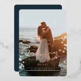 Sparkle Merry en Bright kerstfoto-Folie Folie Feestdagenkaart